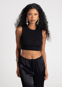 Kurt High-Neck Cropped Tank Top Black