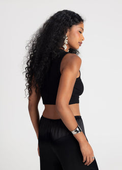 Kurt High-Neck Cropped Tank Top Black