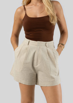 Hannah Linen Shorts Beige