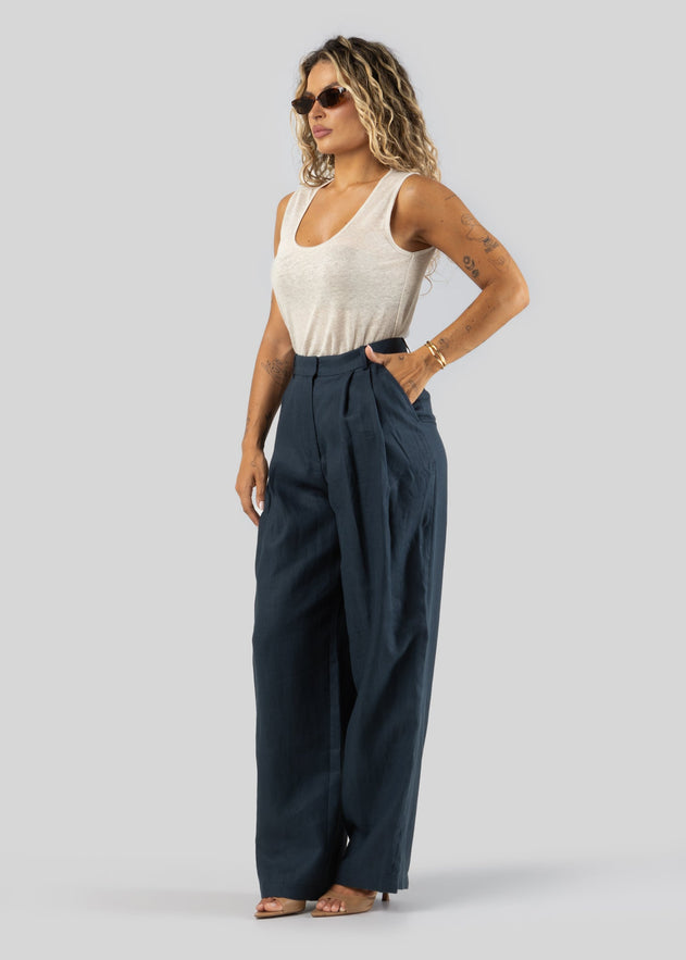 Linen Tank Top Beige