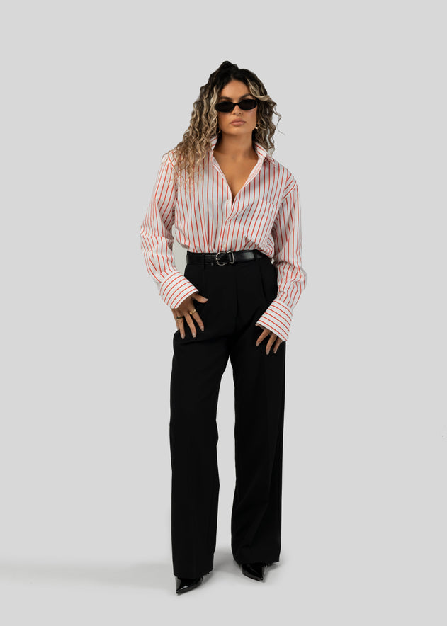 The Boyfriend Shirt Red & White Stripes