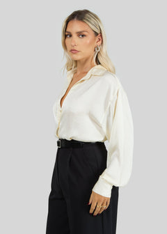 Moonlight Satin Shirt Beige