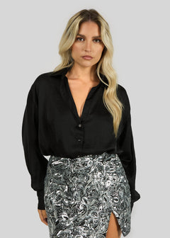 Midnight Satin Shirt Black