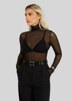 Petrus See-Through Turtleneck Sweater Black