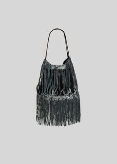 Party Sequins Metallic Fringe Handbag Silver