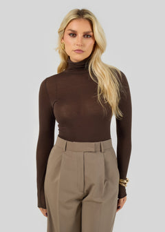Belle Turtleneck Bodysuit - Brown