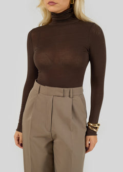Belle Turtleneck Bodysuit - Brown