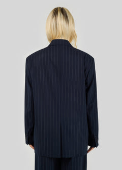 Jagger Double-Breasted Blazer Navy Blue Pinstripe