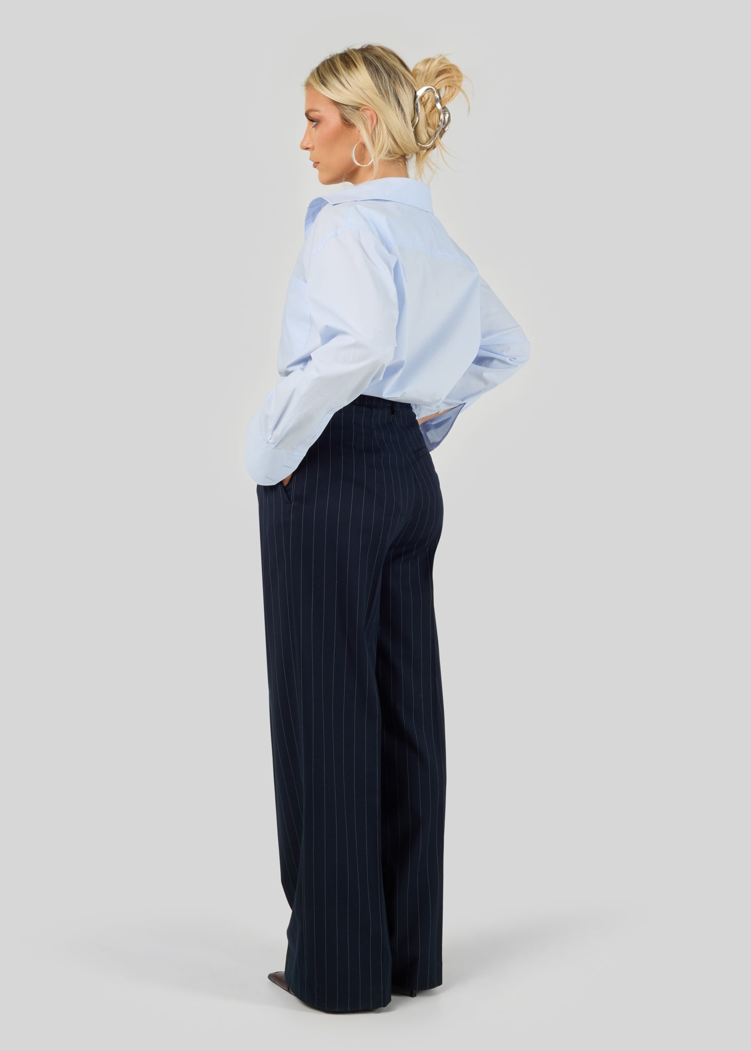 Jagger Tailored Trousers Navy Pinstripe