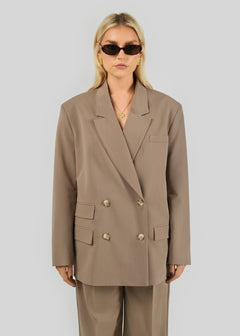 Jagger Double-Breasted Blazer Taupe