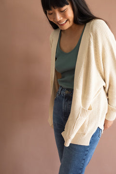 Giola Long Cardigan Natural White