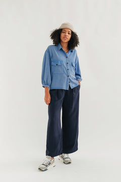 Hamushin Shirt Washed Blue