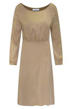 Pure Viscose Long Sleeved Midi Dress