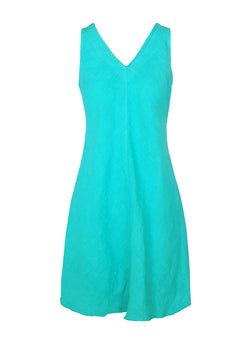 V-Neck Flared Linen Dress