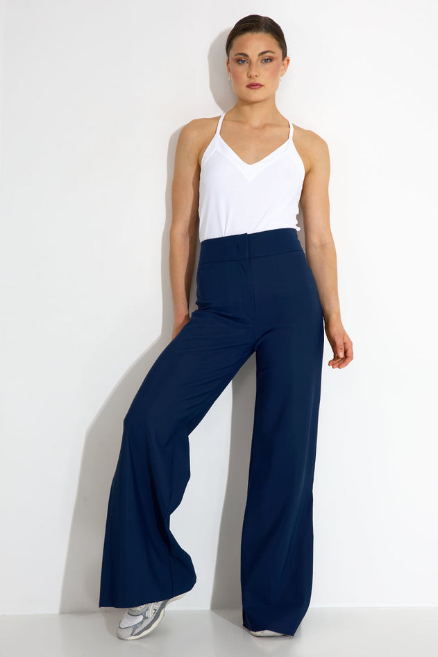 Harmony Trousers High Waisted Dark Blue