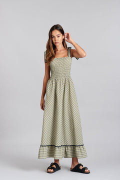 Hoya Cotton Dress Check Green