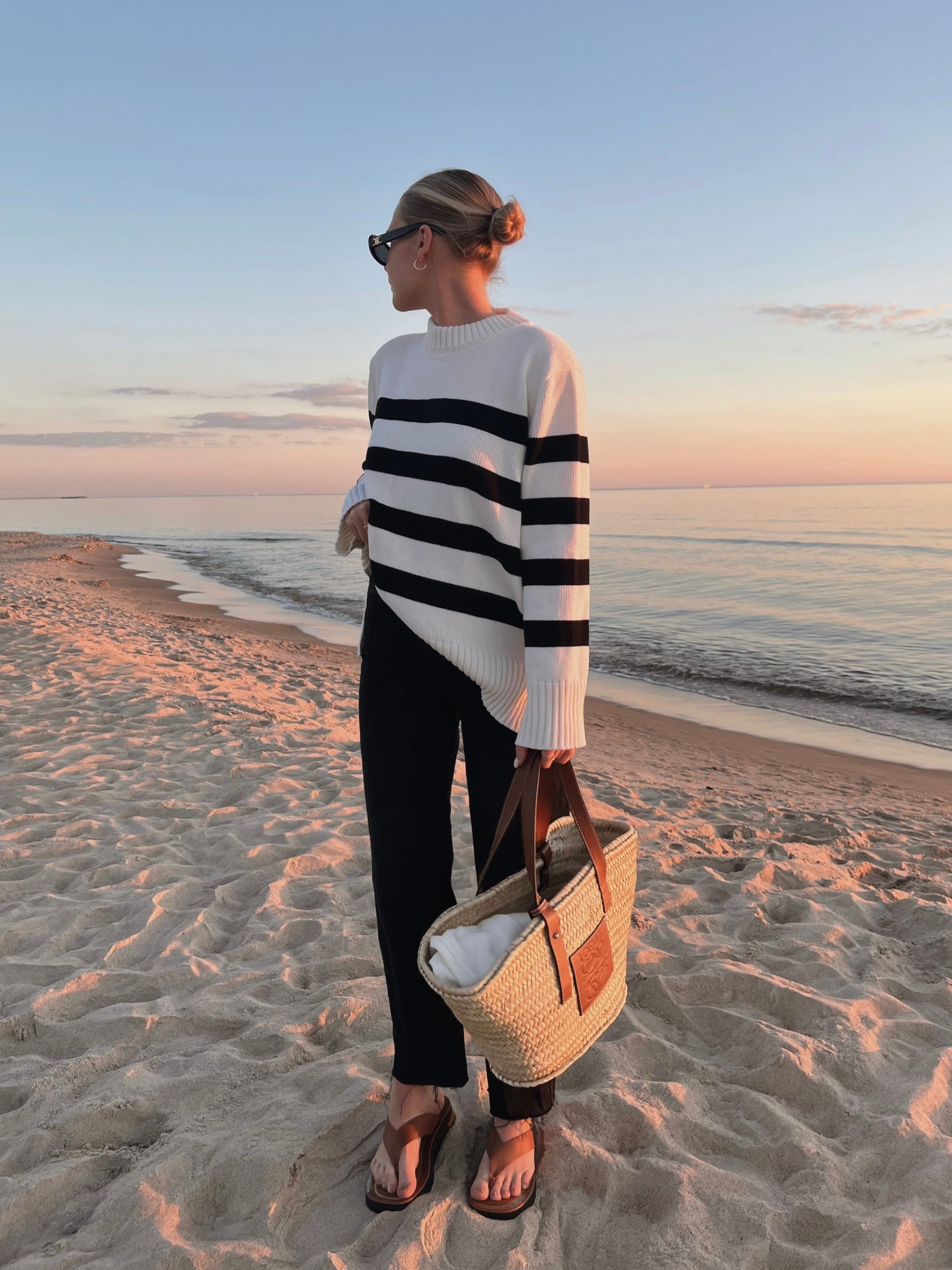 Marina Merino Jumper White Striped