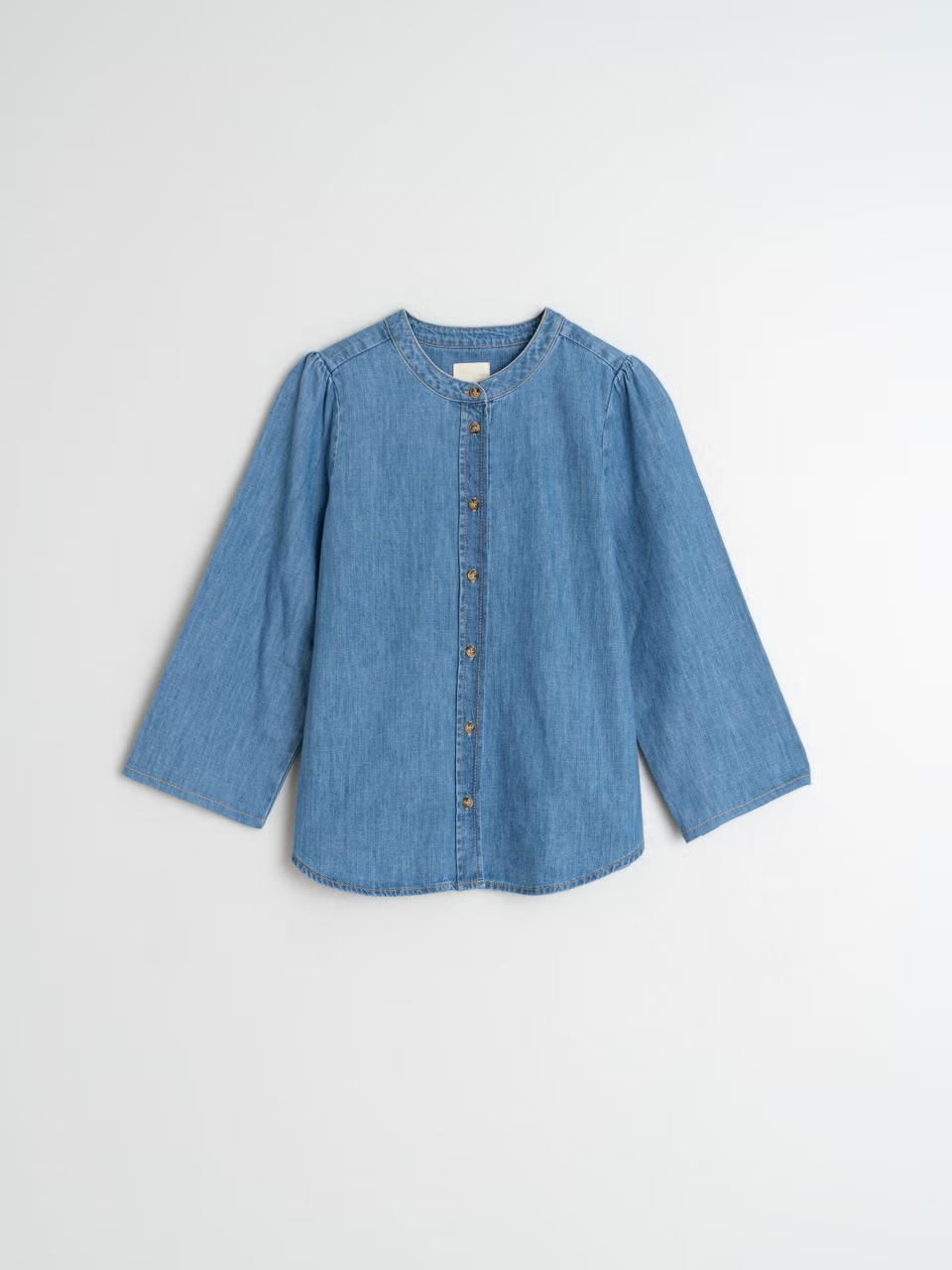 Mao Collar Denim Shirt