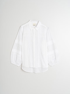 Embroidered Voile Shirt White