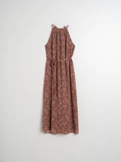 Bicolor Halter Dress Chocolate Brown