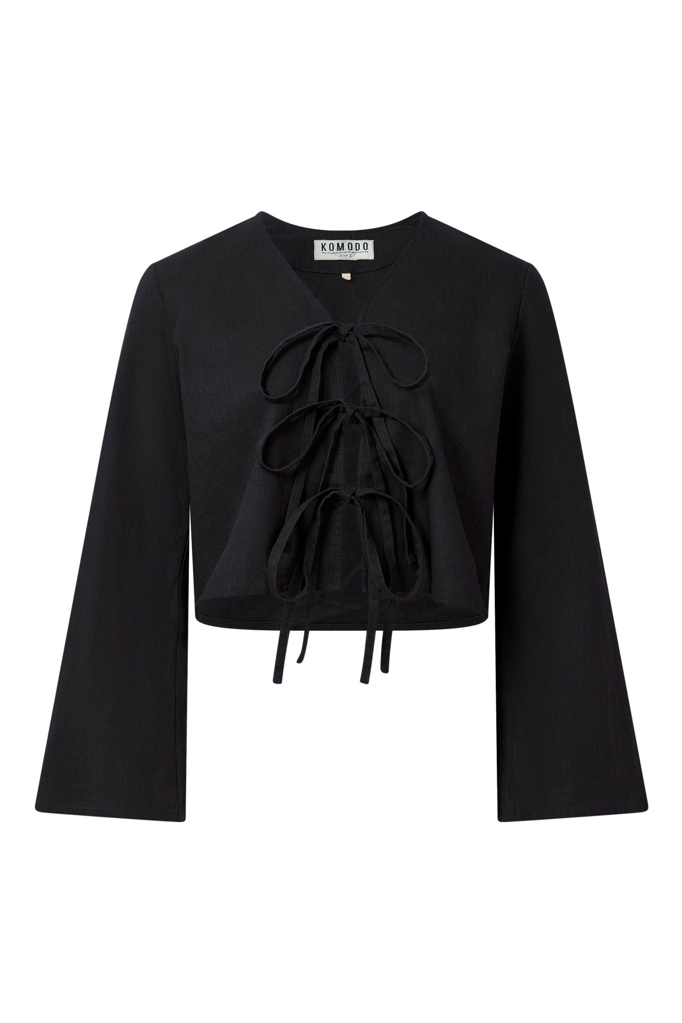 Savannah  Linen/Cotton Tie Top Black