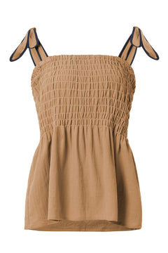 Gaia Organic Cotton Seersucker Top Tan
