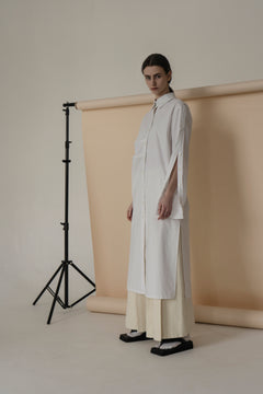 White Sleeves Button Tunic Shirt