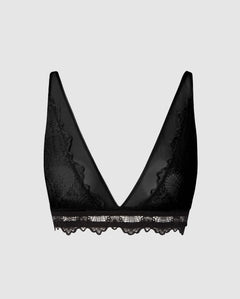 Lace Plunge Bralette Black