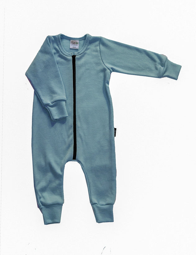 Kids' Merino Wool Jumpsuit Menthol Blue