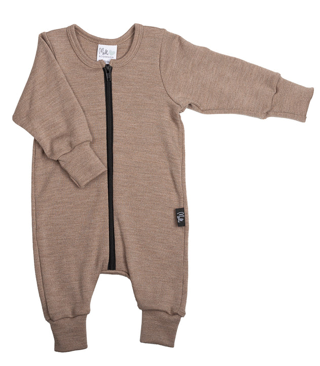 Kids' Merino Wool Jumpsuit Beige