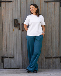 Toive Wide Long Trousers Petrol Blue