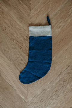 Linen Christmas Stocking With Plain Cuff