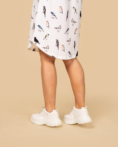 Birds T-Shirt Dress White