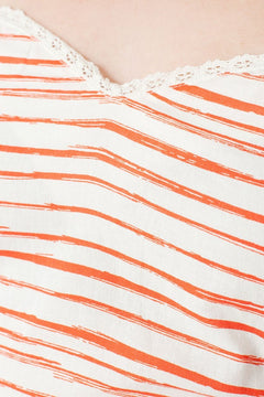 Micaela Heart Neckline Dress Red Stripes