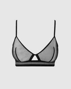 Mesh Cut-Out Triangle Bralette Black