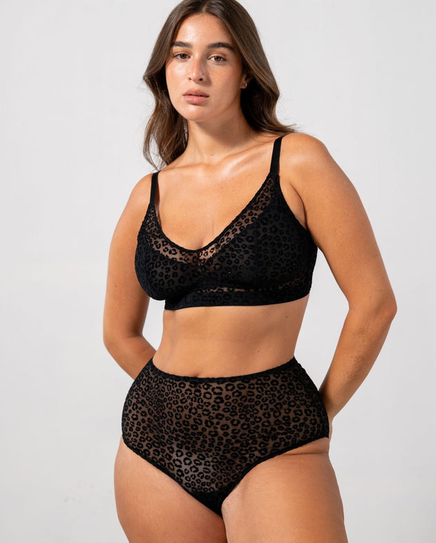 Mesh Support+ Bralette Black Leopard