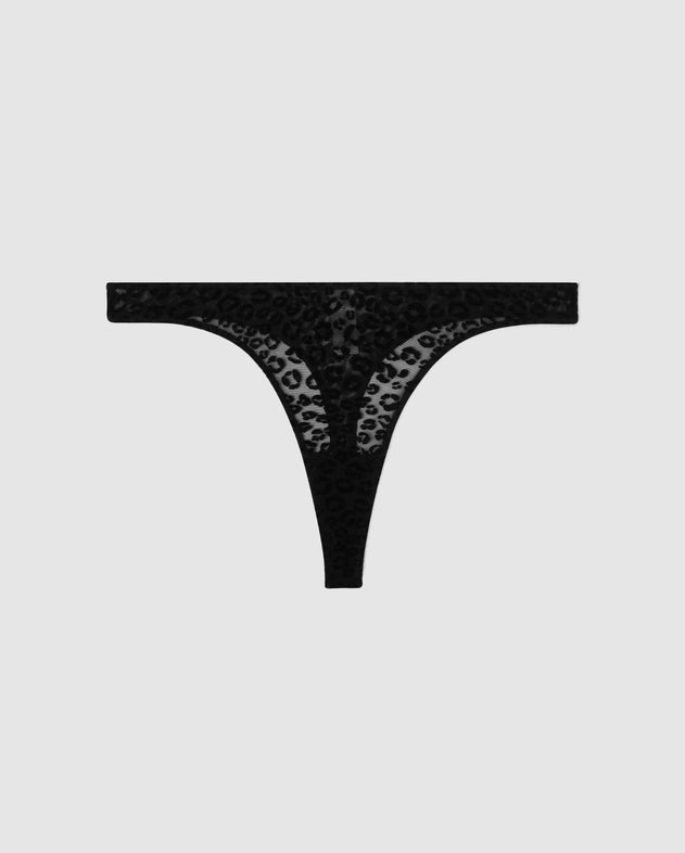 Mesh Thong Black Leopard