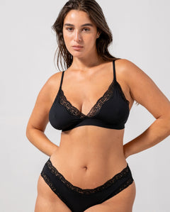 Micro Lace Triangle Bralette Black