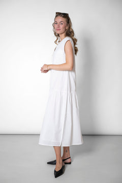 Sleeveless Tiered Dress White