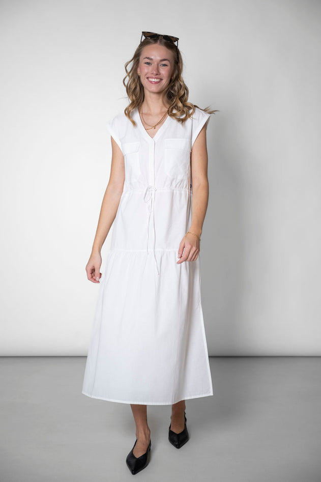 Sleeveless Tiered Dress White