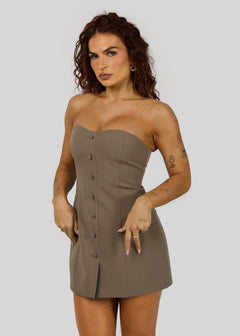 Jagger Strapless Mini Dress Taupe