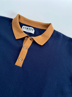 Frank Organic Cotton Knit Polo Navy