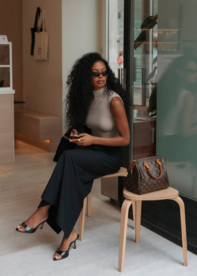 Petra Fitted High-Neck Top Beige