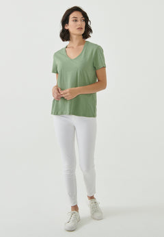 Women's Basic V-Neck T-Shirt Fern Green