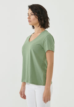 Women's Basic V-Neck T-Shirt Fern Green