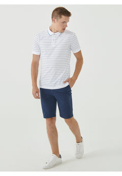 Men's Striped Polo Shirt Organic Cotton White