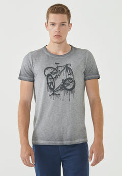 Men's Garment-Dyed T-Shirt Bicycle Print Shadow
