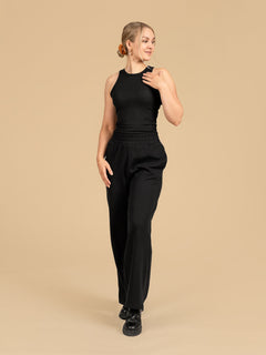 Toive Ribbed Top Black