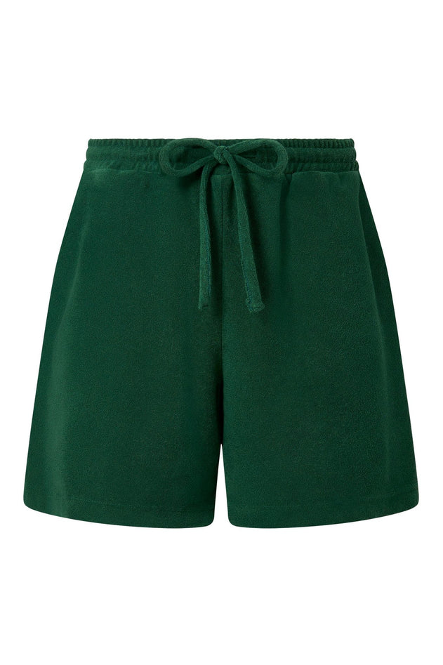 Leah Cotton Blend Terry Towelling Shorts Jungle Green