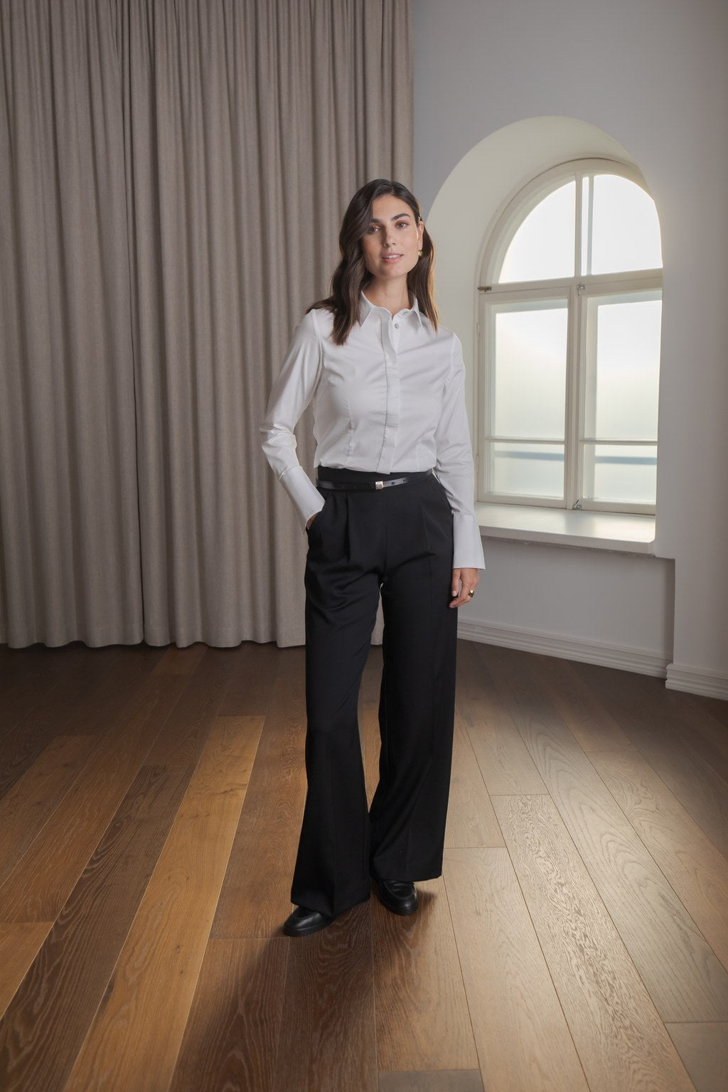 Fitted Cotton Blend Shirt White